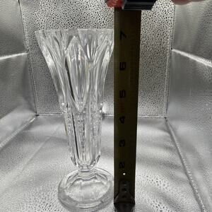 Vintage 7”Tall Footed Vase Clear Crystal